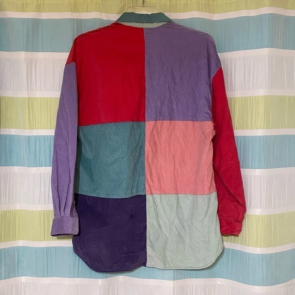 Vintage Eddie Bauer Color Block Corduroy Shacket Sz Medium